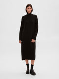 Maline LS Knit Dress High Neck - Black