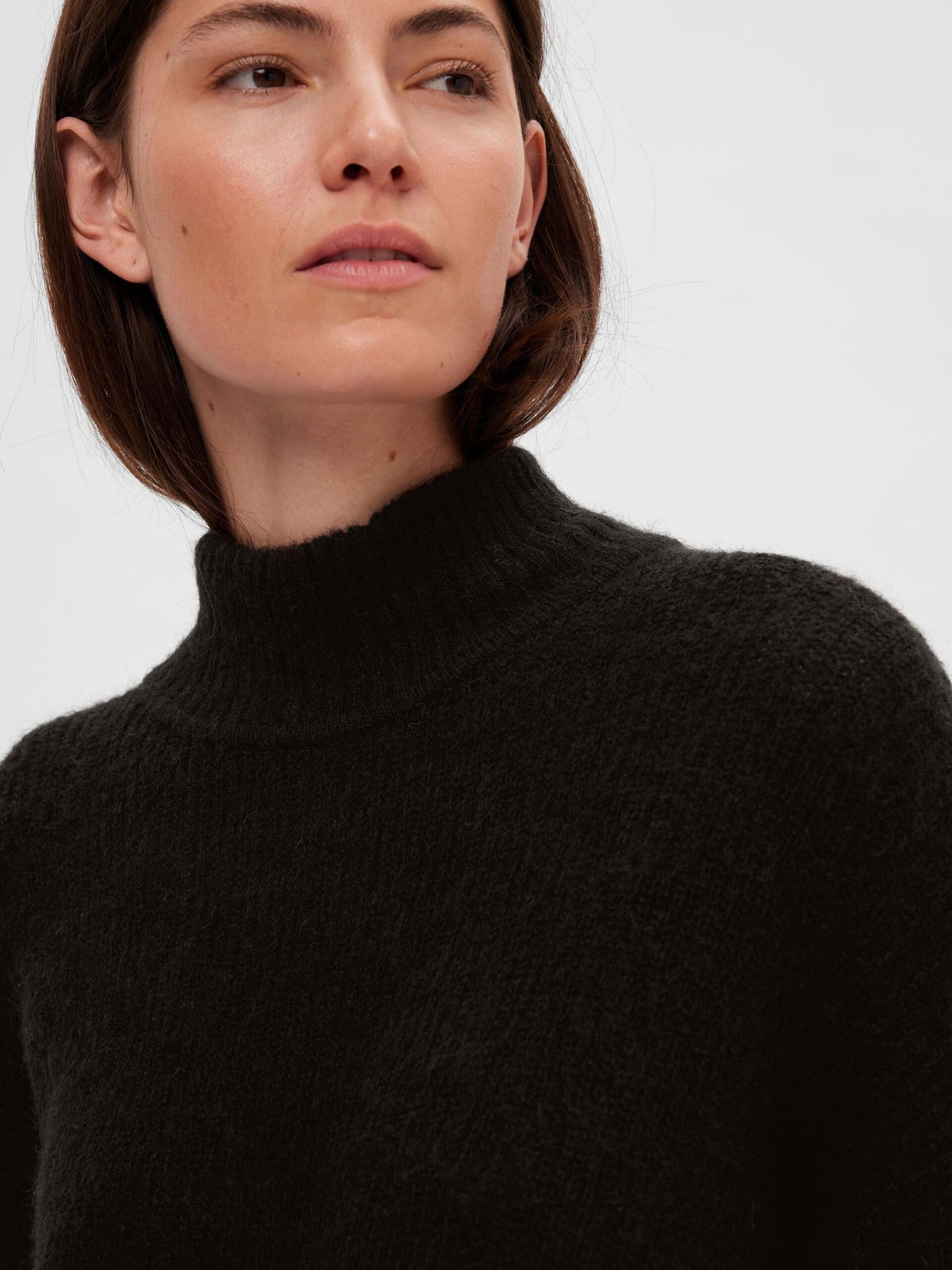 Maline LS Knit Dress High Neck - Black