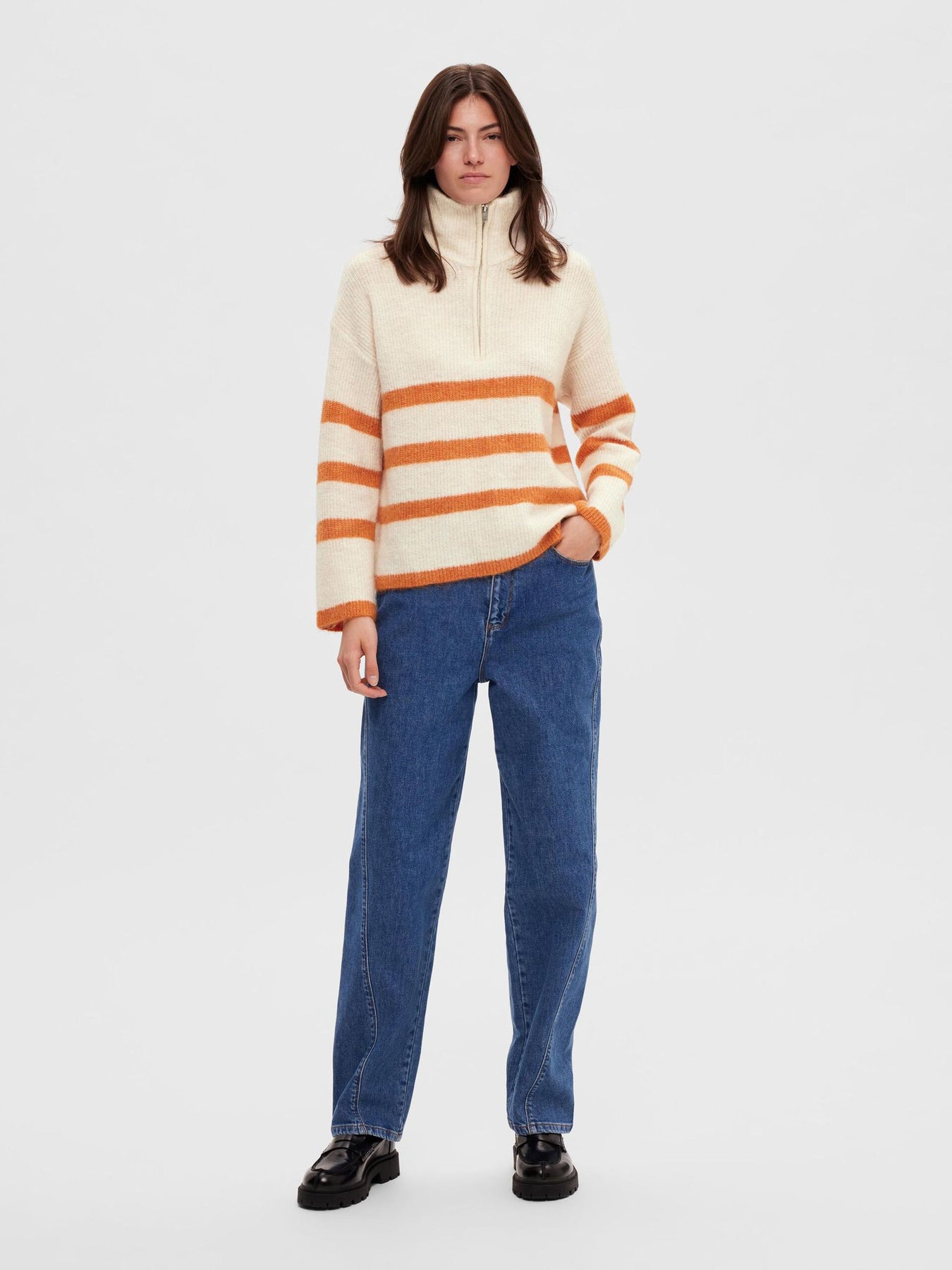 Maline LS Knit Half Zip - Birch Marmalade