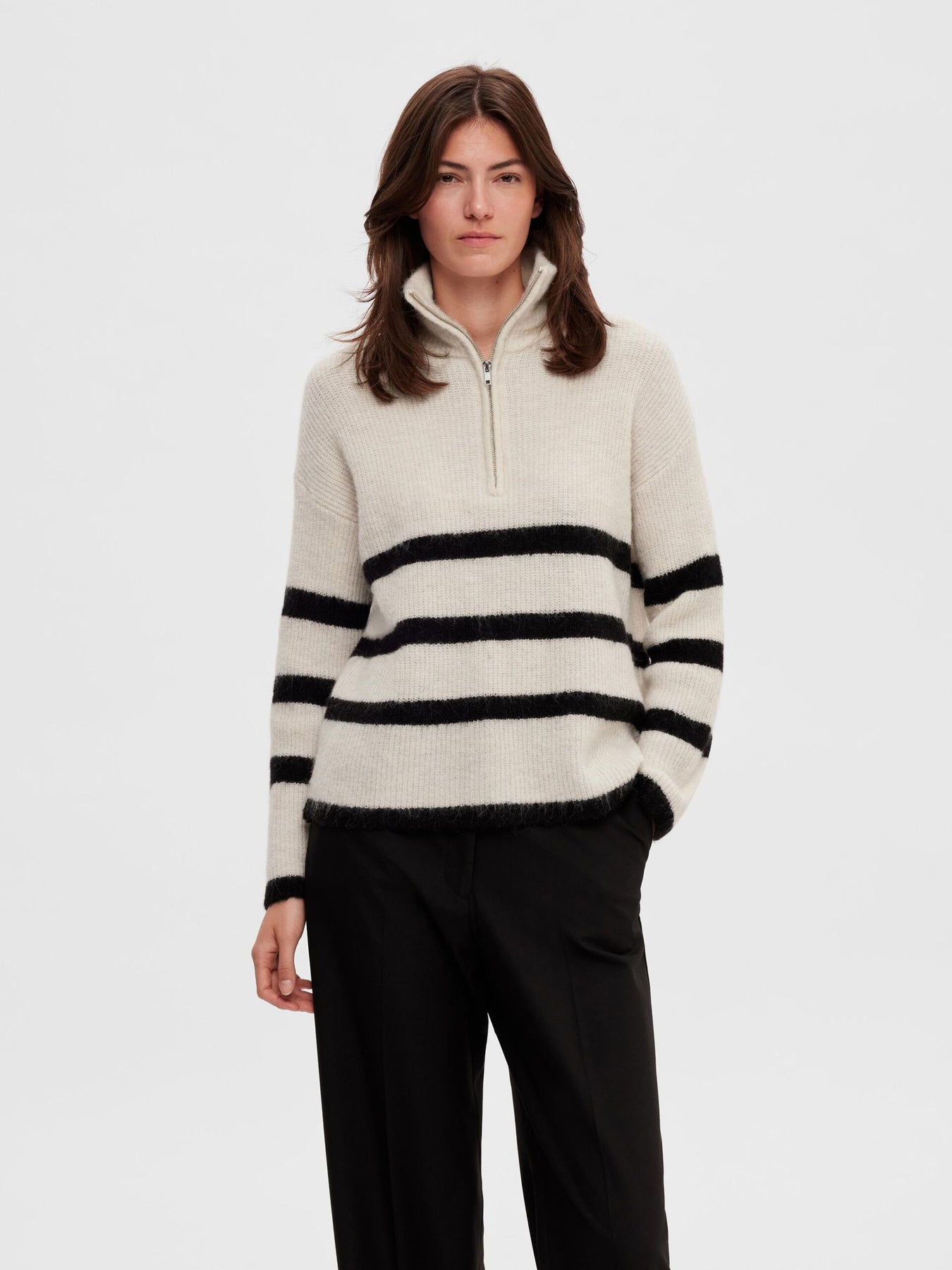 Maline Ls Knit Half Zip - Birch Black