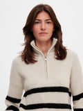 Maline Ls Knit Half Zip - Birch Black
