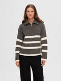 Maline LS Knit Half Zip - Medium Grey Melange Birch