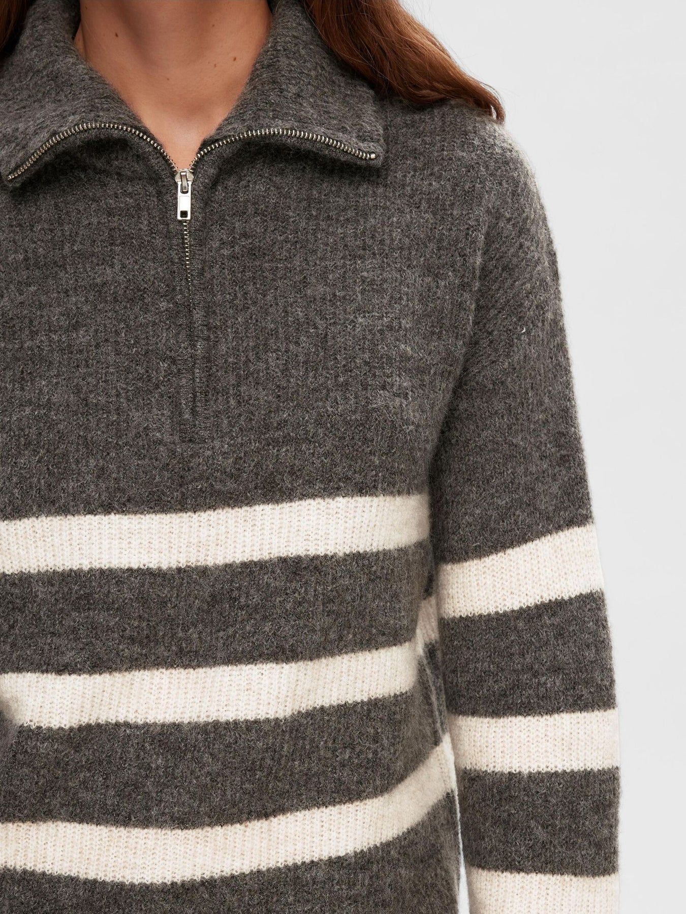 Maline LS Knit Half Zip - Medium Grey Melange Birch
