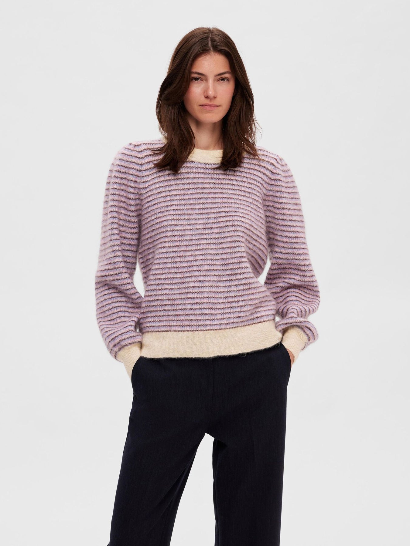 Mola Mia Ls Knit O-Neck - Birch Multi Stripes