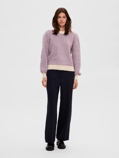 Mola Mia Ls Knit O-Neck - Birch Multi Stripes