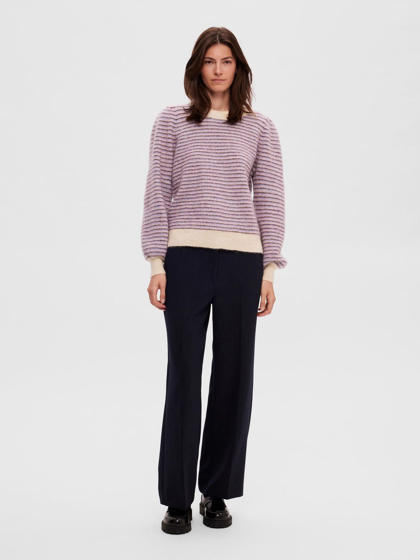 Mola Mia Ls Knit O-Neck - Birch Multi Stripes