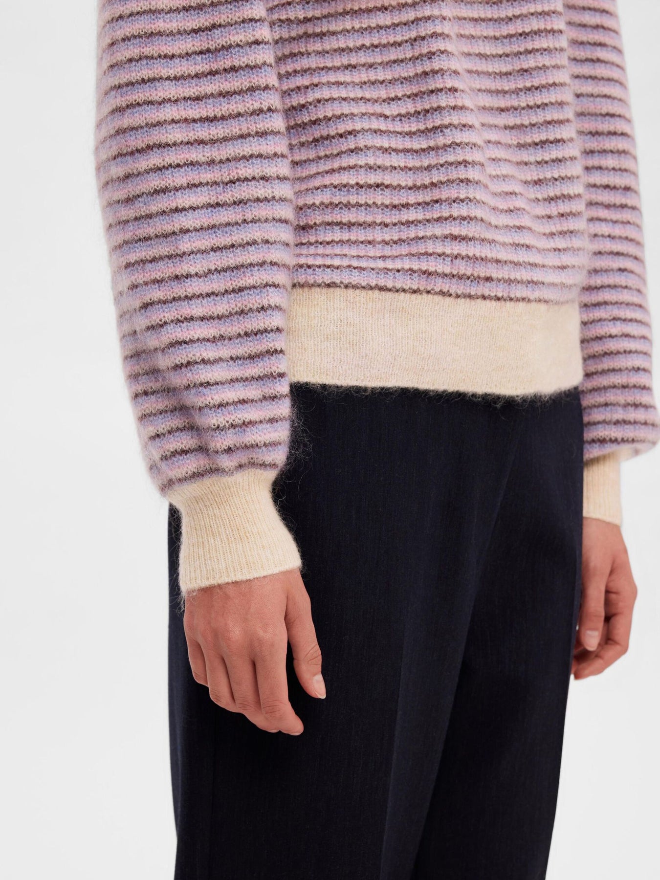 Mola Mia Ls Knit O-Neck - Birch Multi Stripes
