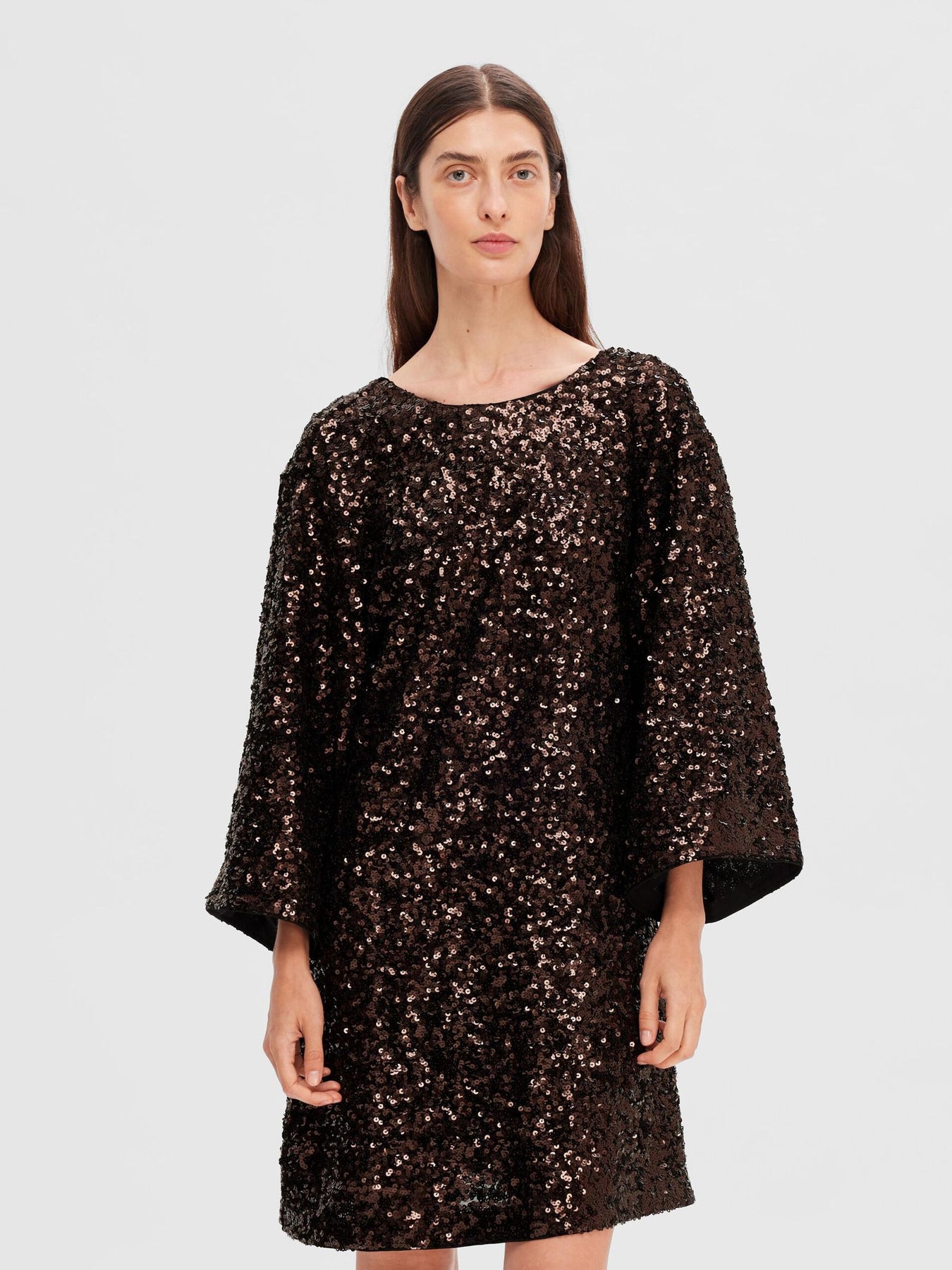 Mallie SS Short Sequins Dress B - Java
