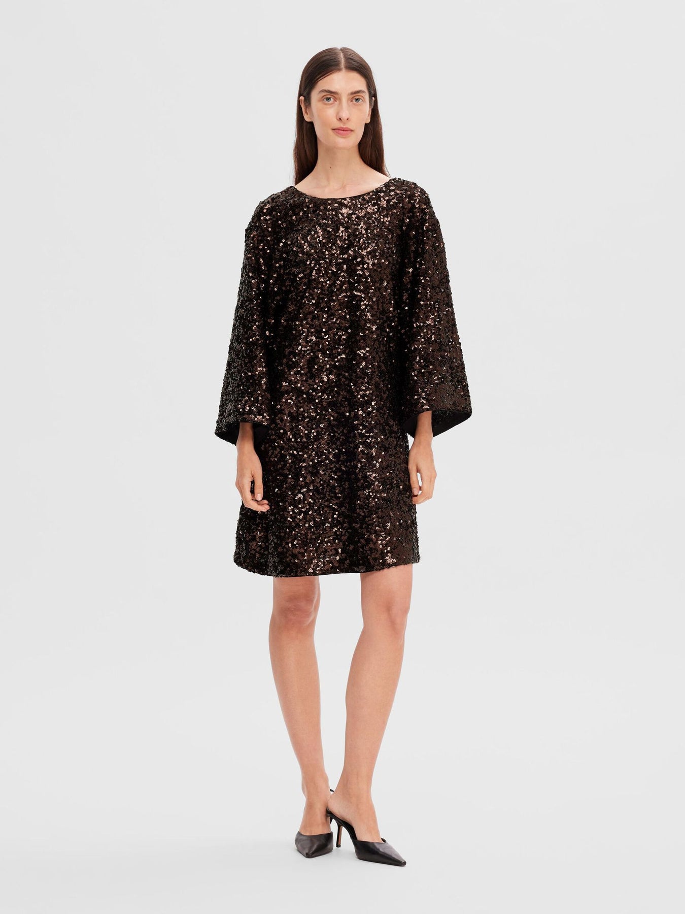 Mallie SS Short Sequins Dress B - Java