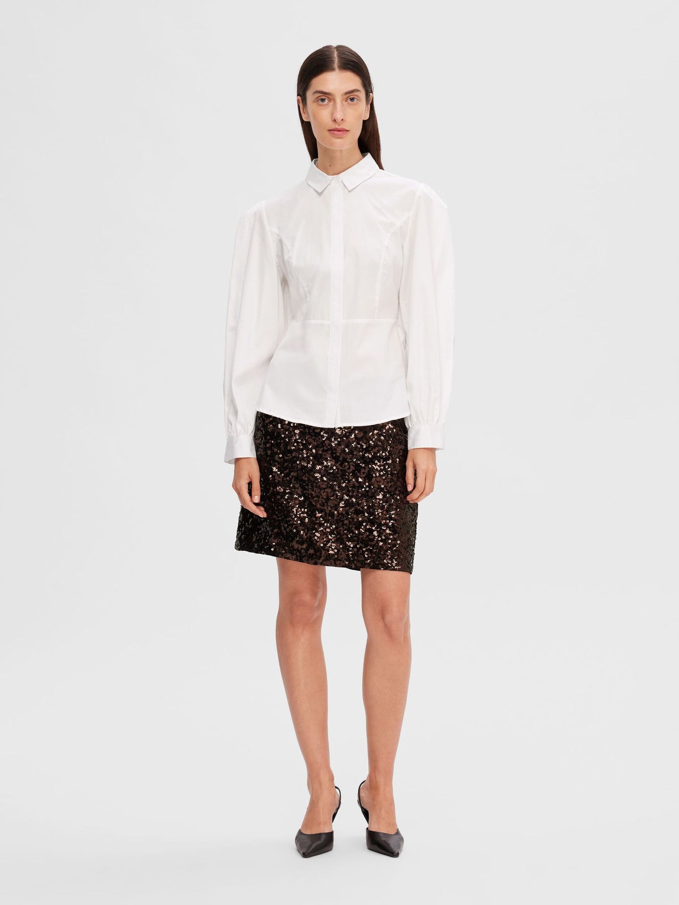 Vivi LS Fitted Shirt B - Snow White