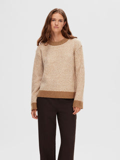 Heri LS Knit O-Neck - Toasted Coconut Birch