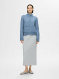 Sia Ras Ls Knit Zipper Kofta - Endless Sky Melange