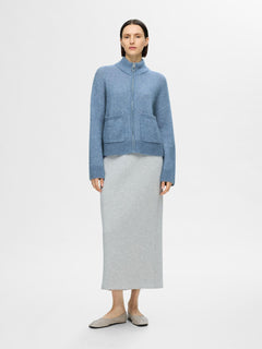 Sia Ras Ls Knit Zipper Cardigan - Endless Sky Melange