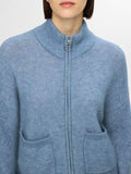 Sia Ras Ls Knit Zipper Kofta - Endless Sky Melange