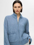 Sia Ras Ls Knit Zipper Kofta - Endless Sky Melange