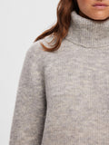 Sia Ras LS Knit Rollneck - Light Grey Melange
