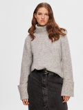 Sia Ras LS Knit Rollneck - Light Grey Melange