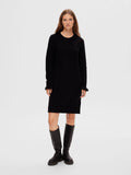 Sia Ras Frill LS Knit Dress - Black