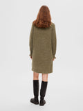 Sia Ras Frill LS Knit Dress - Dusky Green Melange