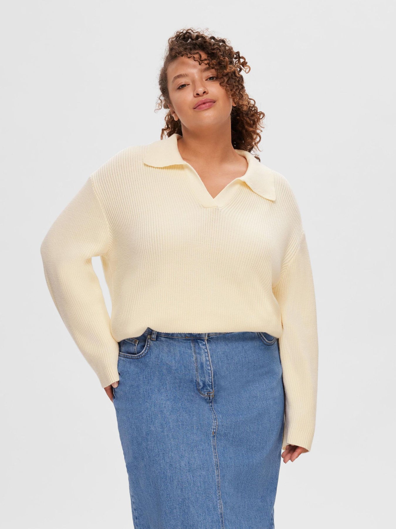 Hilma Liva LS Polo Neck Knit - Birch
