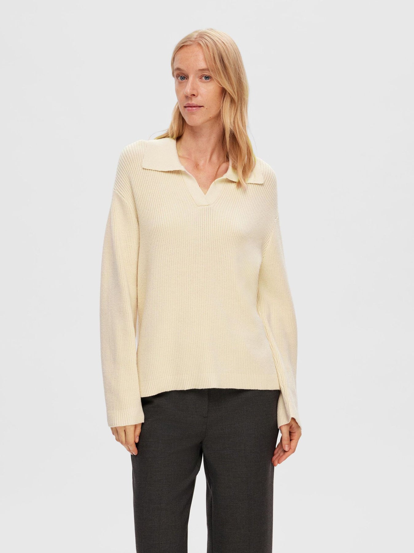 Hilma Liva LS Polo Neck Knit - Birch
