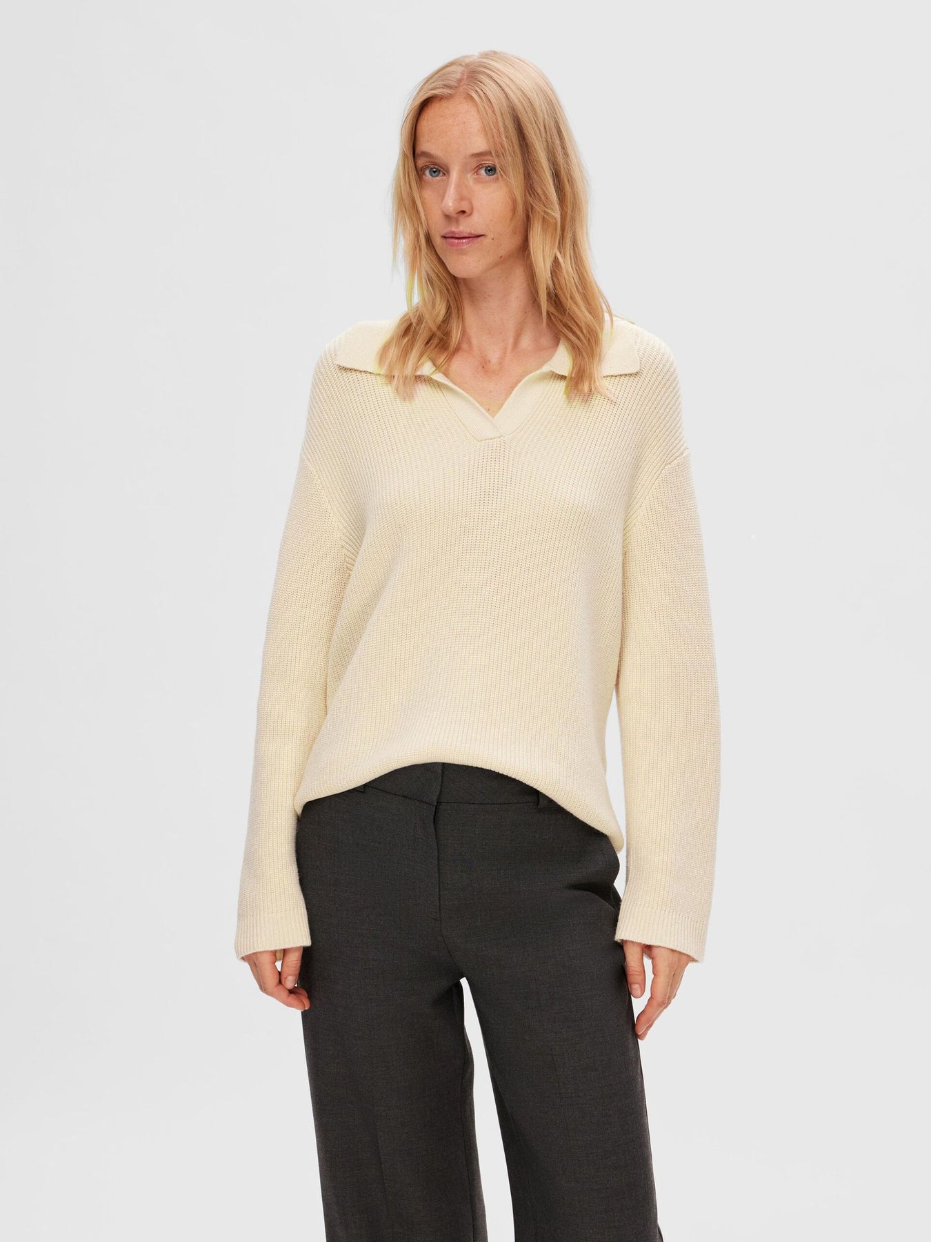 Hilma Liva LS Polo Neck Knit - Birch