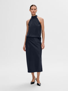 Lena HW Midi Skirt - Dark Sapphire
