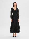 Tara LS Ankle Lace Dress B - Black