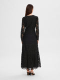 Tara LS Ankle Lace Dress B - Black