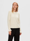 Sia Ras LS Knit Frill Cuff O-Neck B - Birch Melange