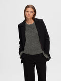 Sia Ras LS Knit Frill Cuff O-Neck B - Medium Grey Melange