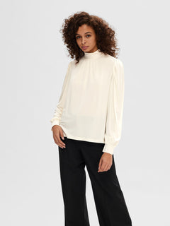 Saya Ls High Neck Top - Snow White
