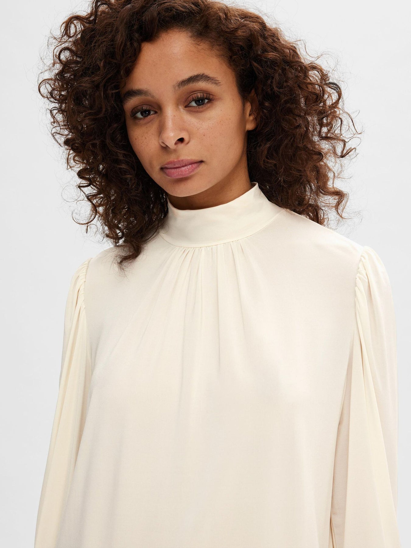 Saya Ls High Neck Top - Snow White