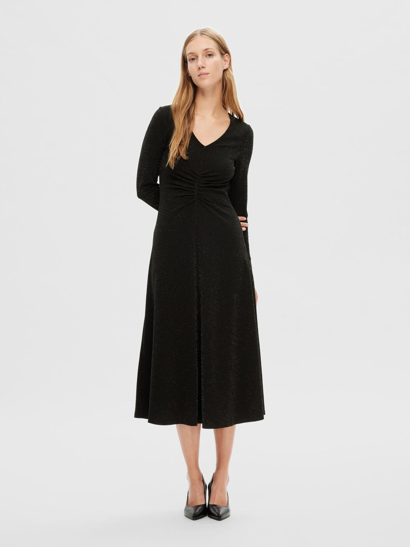 Rue LS Midi Glitter Dress - Black