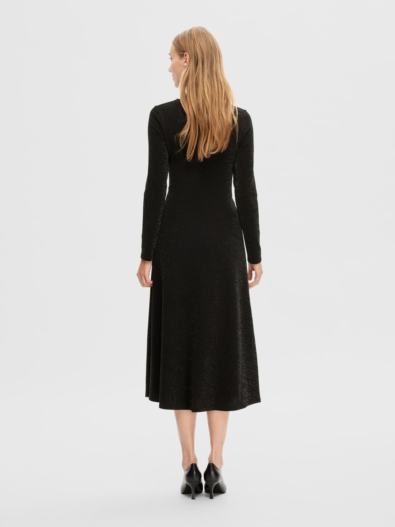 Rue LS Midi Glitter Dress - Black