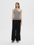 Lura Lurex One Shoulder Knit Top - Medium Grey Melange Lurex