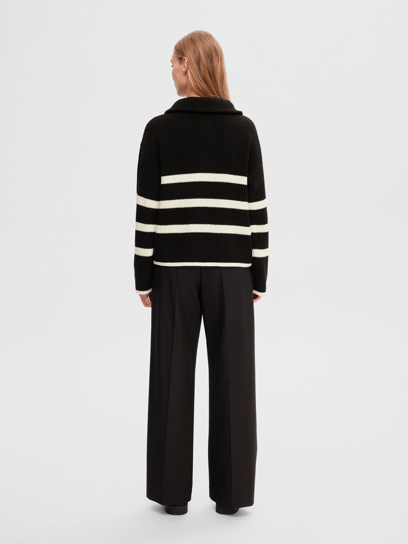 Bloomie LS Knit Half Zip - Black Snow White