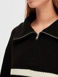Bloomie LS Knit Half Zip - Black Snow White