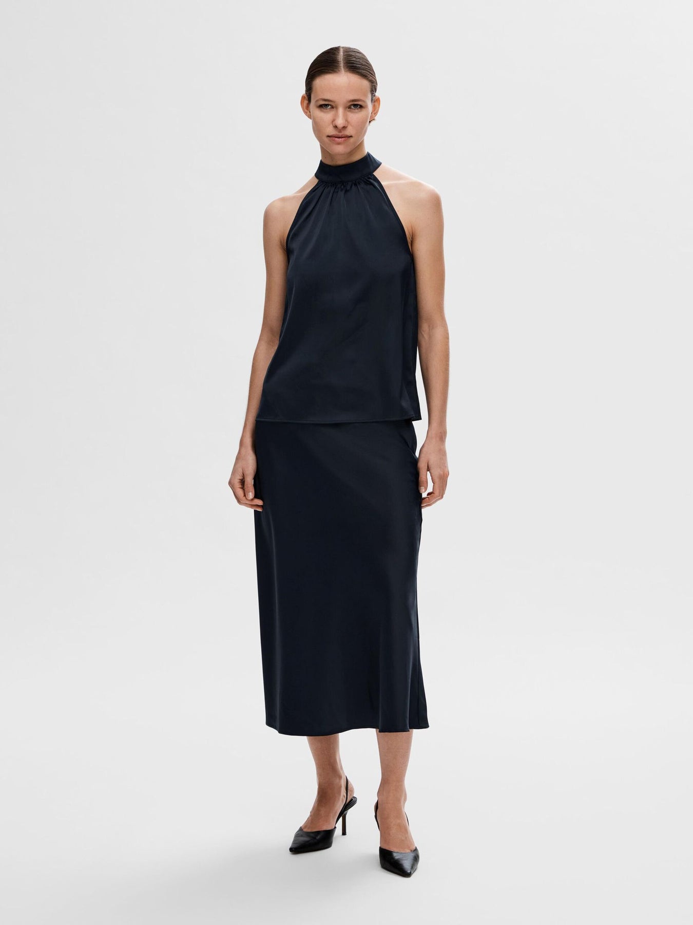 Lena-Rachelle Halterneck Top - Dark Sapphire