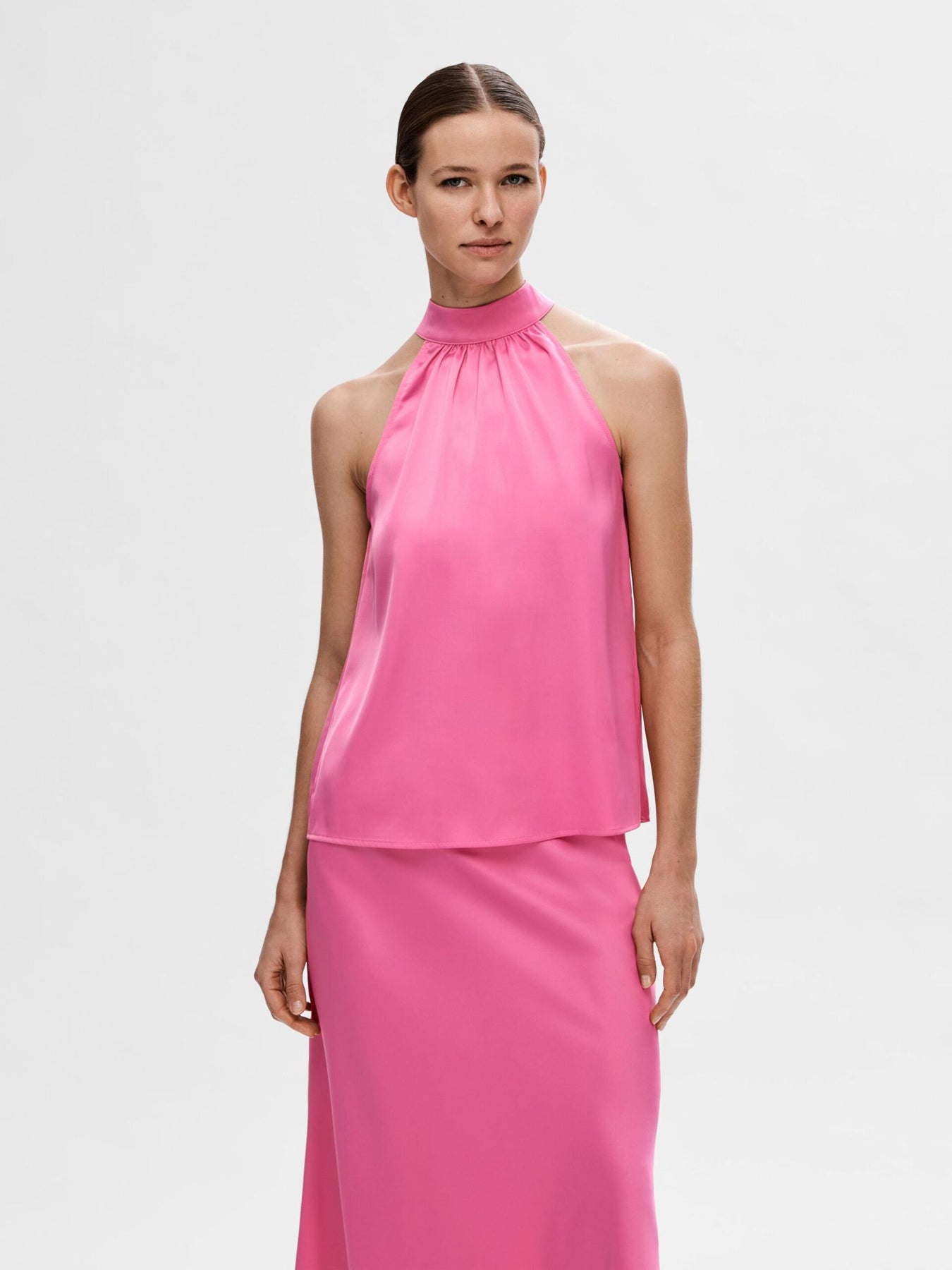 Lena-Rachelle Halterneck Top - Phlox Pink