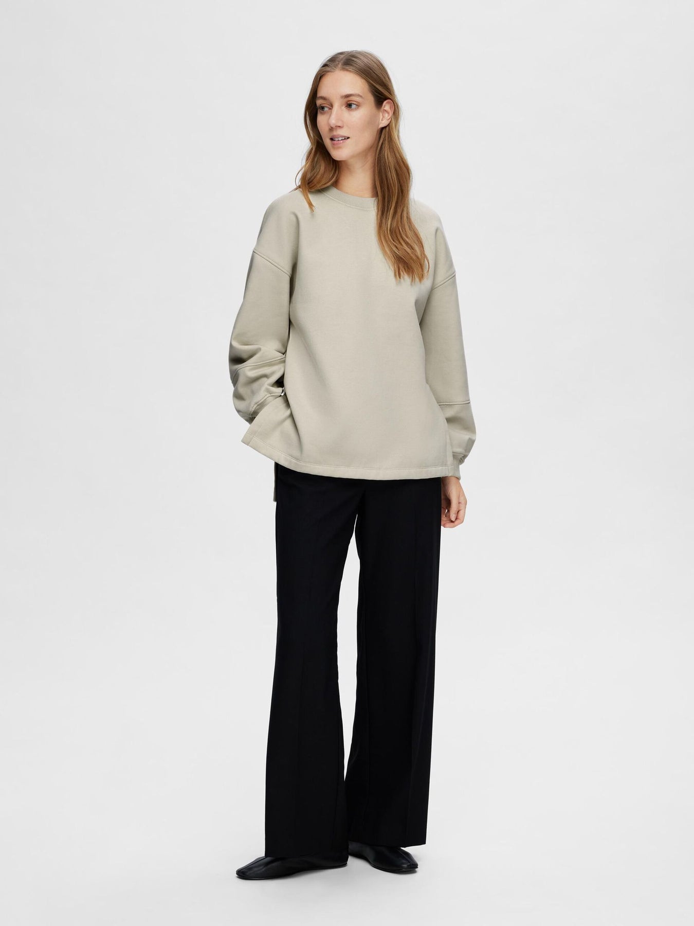 Yrsa Ls Crew Neck Sweat - Oatmeal