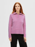 Lulu Mika Half Zip Ls Knit - Moonlite Mauve Melange