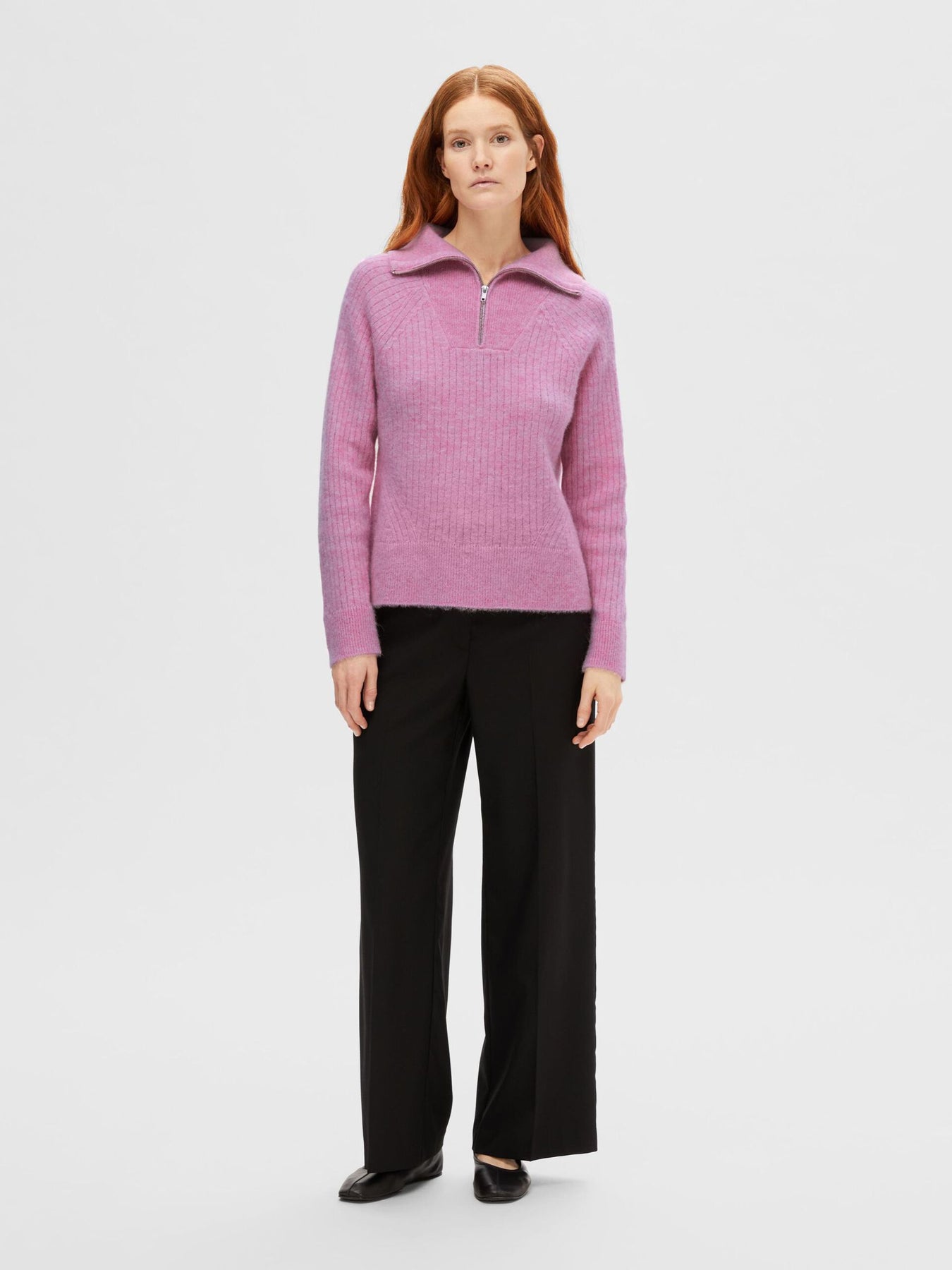 Lulu Mika Half Zip Ls Knit - Moonlite Mauve Melange
