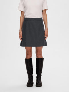 Mercy-Ula HW Mini Wool Skirt - Dark Grey Melange