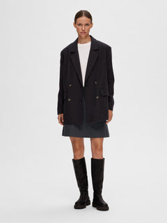 Mercy-Ula HW Mini Wool Skirt - Dark Grey Melange