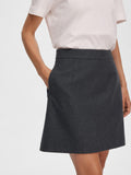 Mercy-Ula HW Mini Wool Skirt - Dark Grey Melange