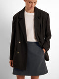 Mercy-Ula HW Mini Wool Skirt - Dark Grey Melange