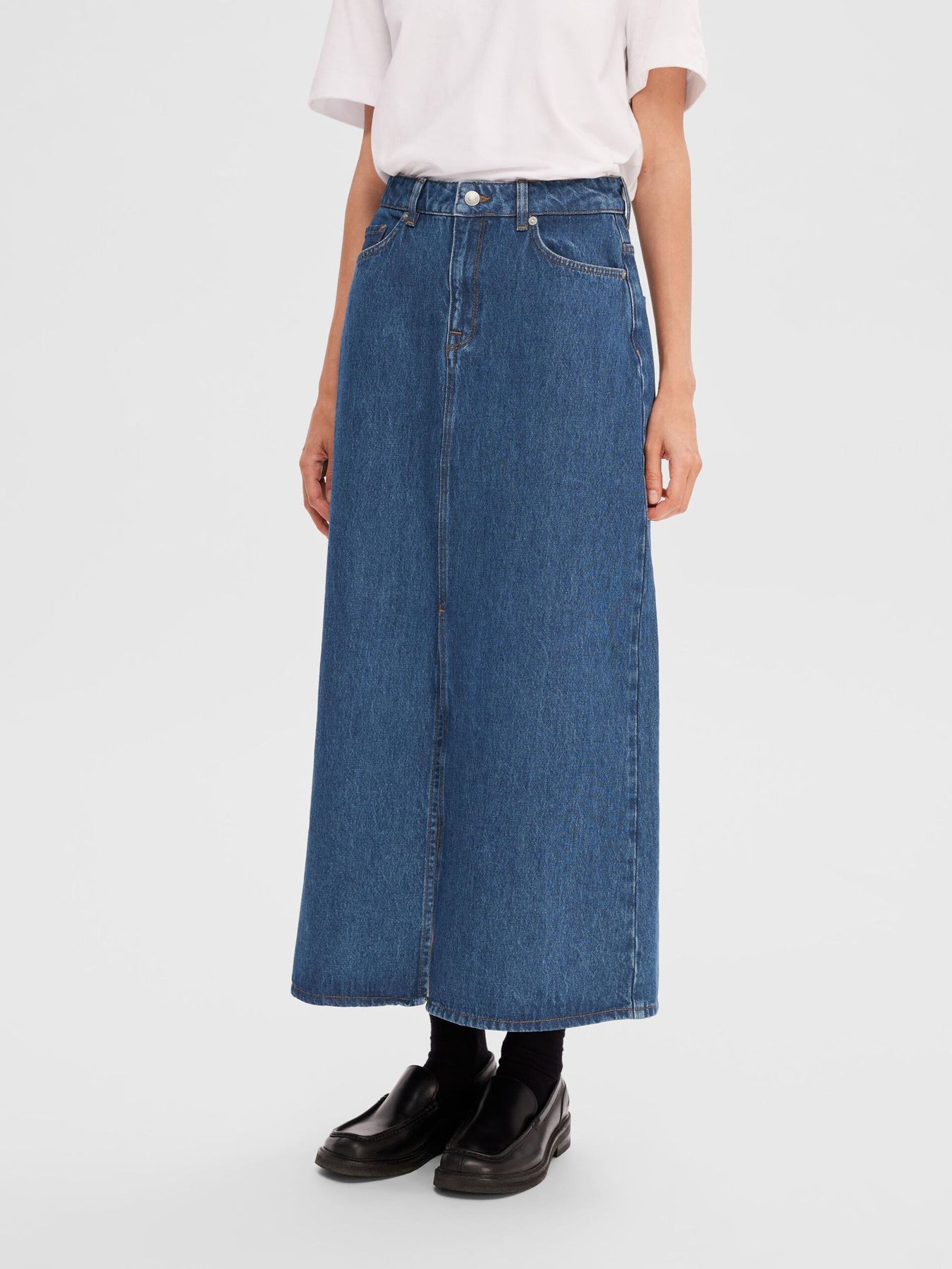 Esther Hw Mid Blue Denim Skirt - Medium Blue Denim