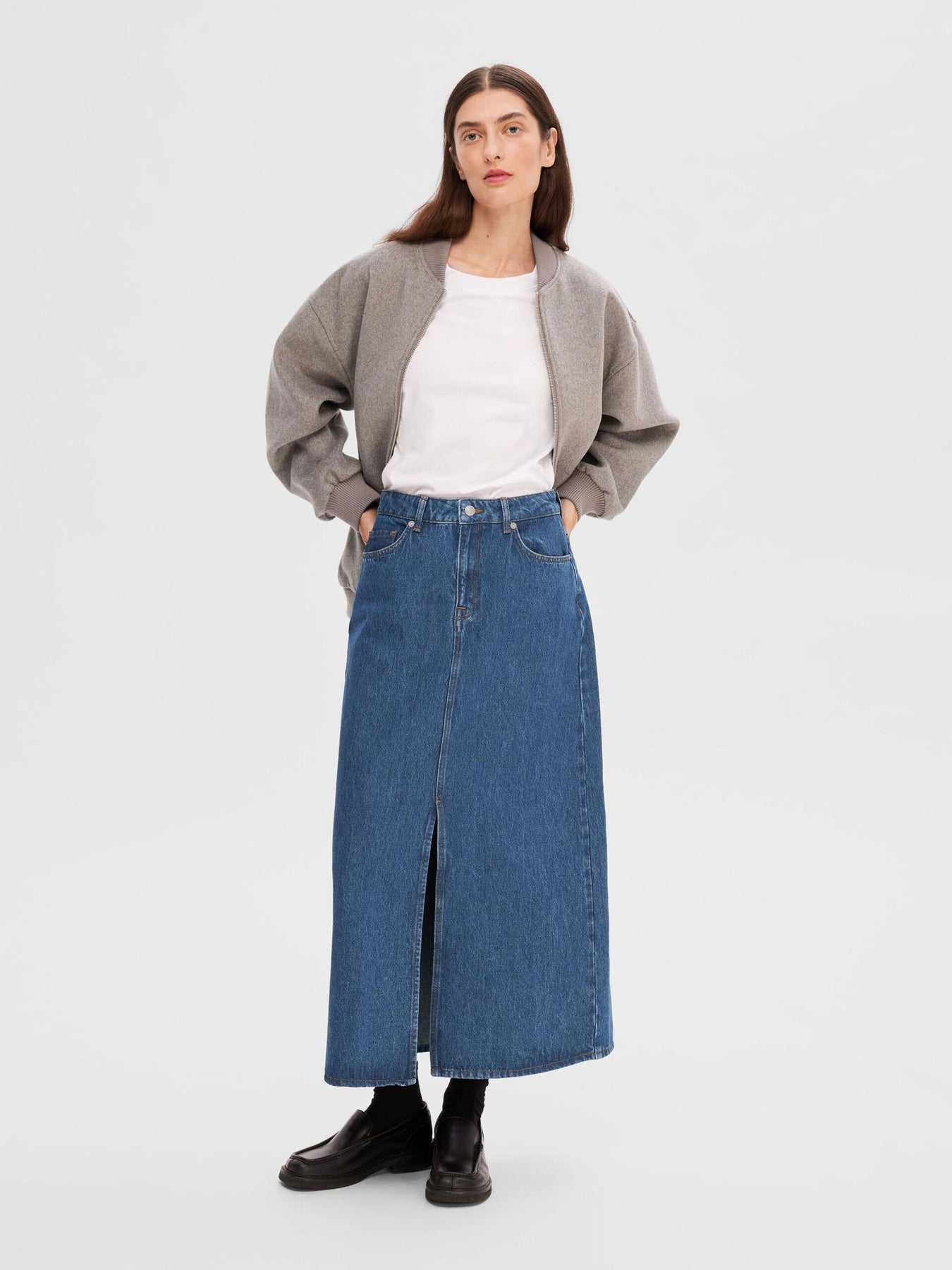 Esther Hw Mid Blue Denim Skirt - Medium Blue Denim