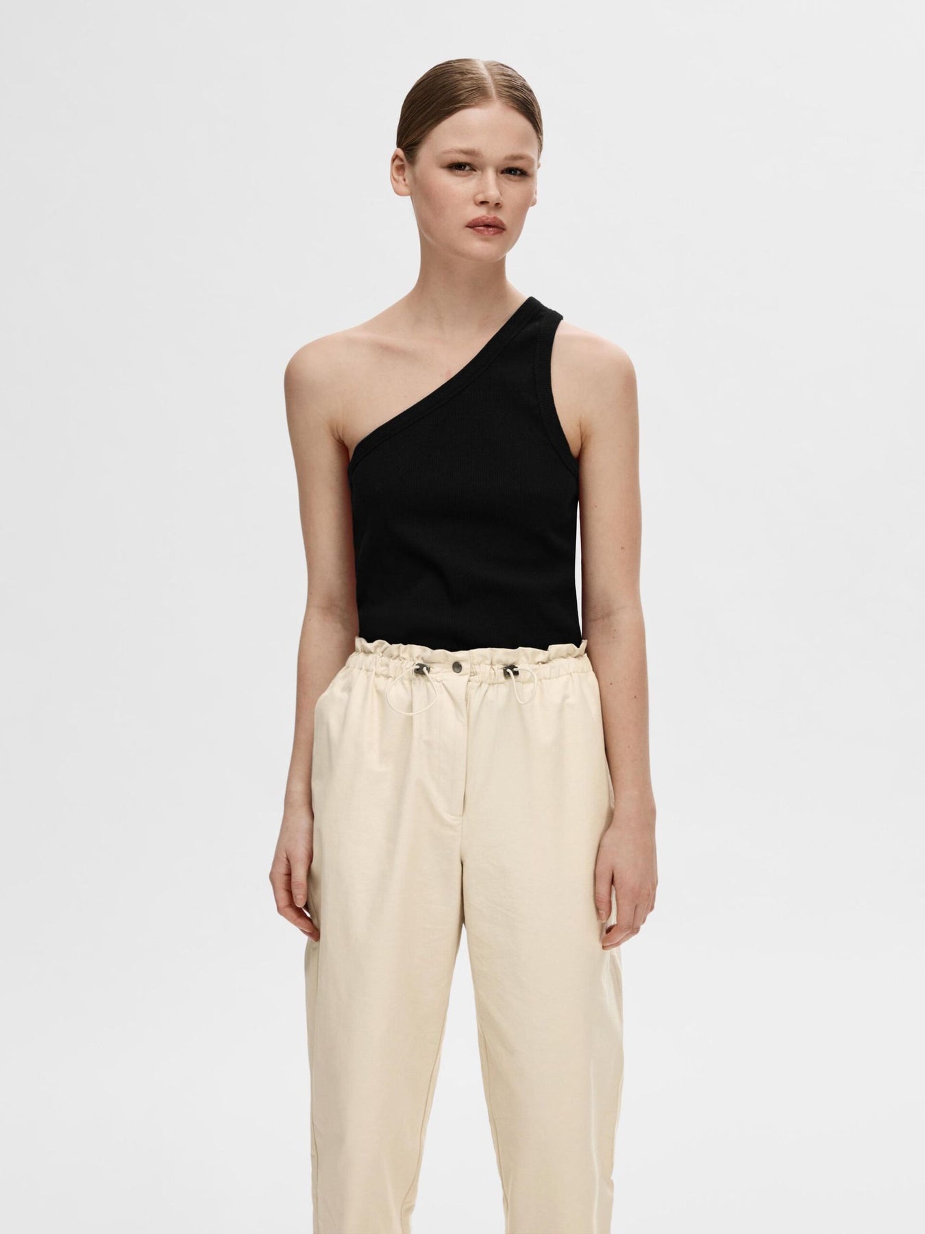 Anna One Shoulder Top - Black